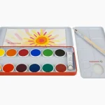 12 צבעי מים יבשים בקופסת פח