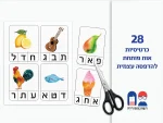 28 כרטיסיות אות פותחת מאוירות להדפסה